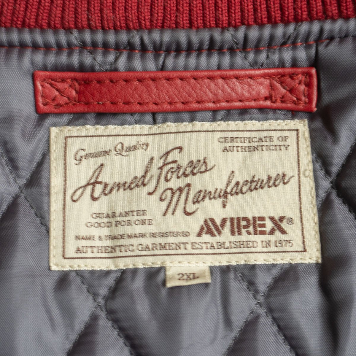 Avirex Leather Zip Varsity Jacket Size 2XL