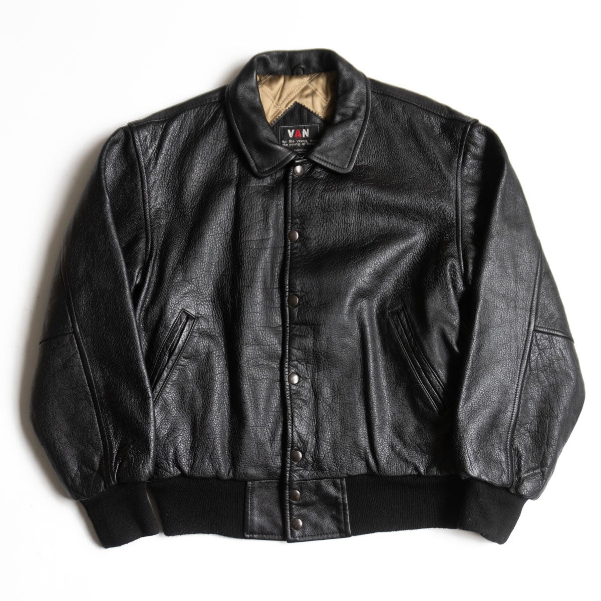 VAN JAC All Leather Varsity Jacket Size M