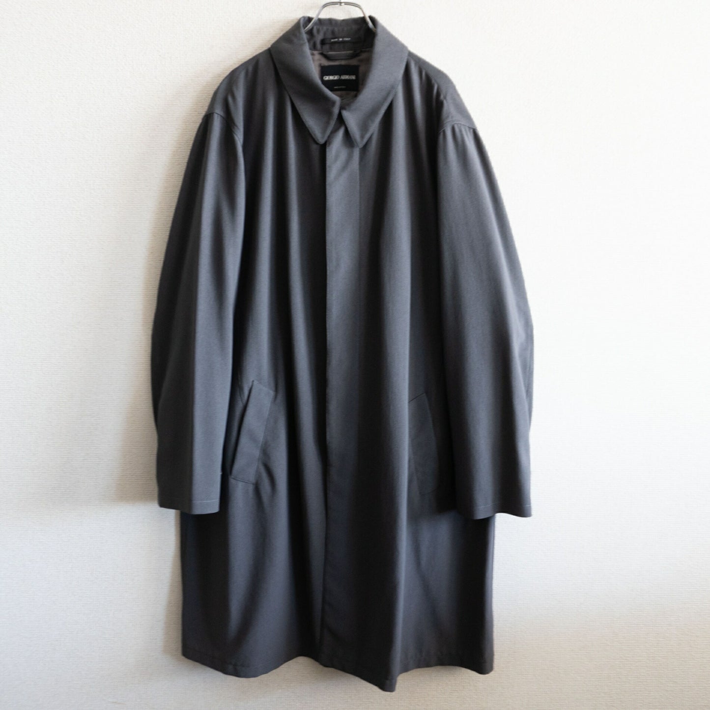 GIORGIO ARMANI Polyester Bal Collar Overcoat Gray Size XXL
