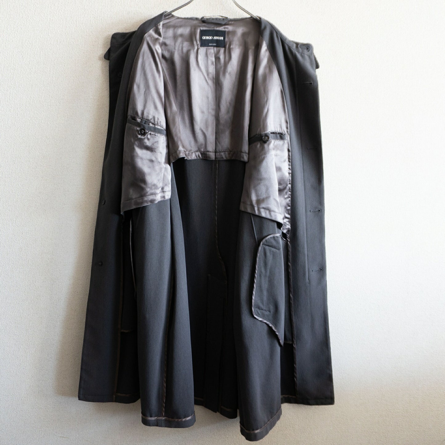 GIORGIO ARMANI Polyester Bal Collar Overcoat Gray Size XXL