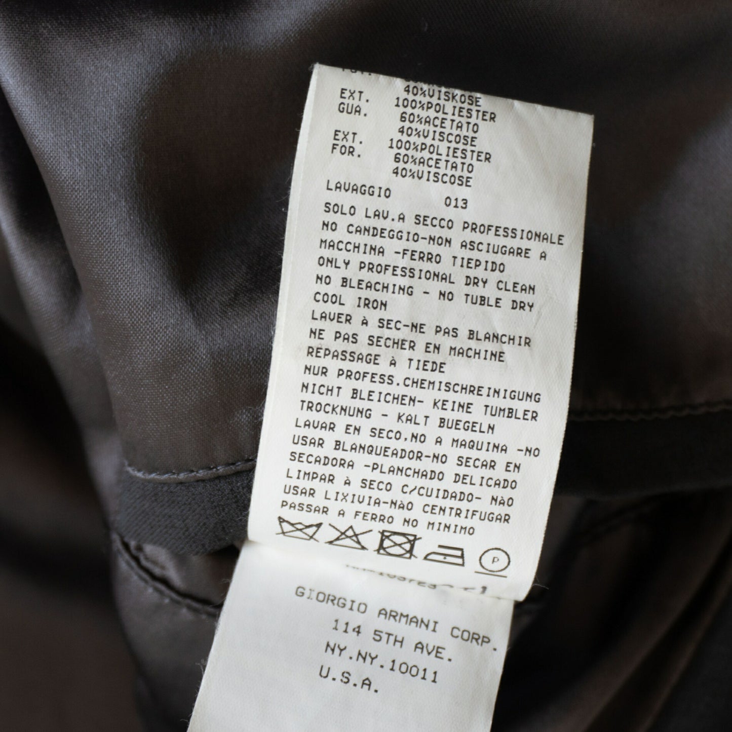 GIORGIO ARMANI Polyester Bal Collar Overcoat Gray Size XXL