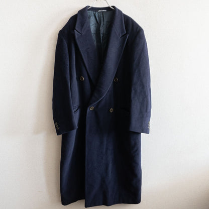 Giorgio Armani 90S Double-breasted Wool Cashmere Coat Blue Size 50