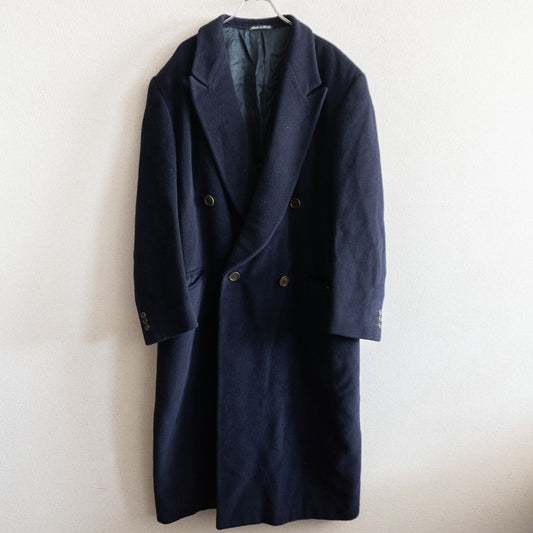 Giorgio Armani 90S Double-breasted Wool Cashmere Coat Blue Size 50
