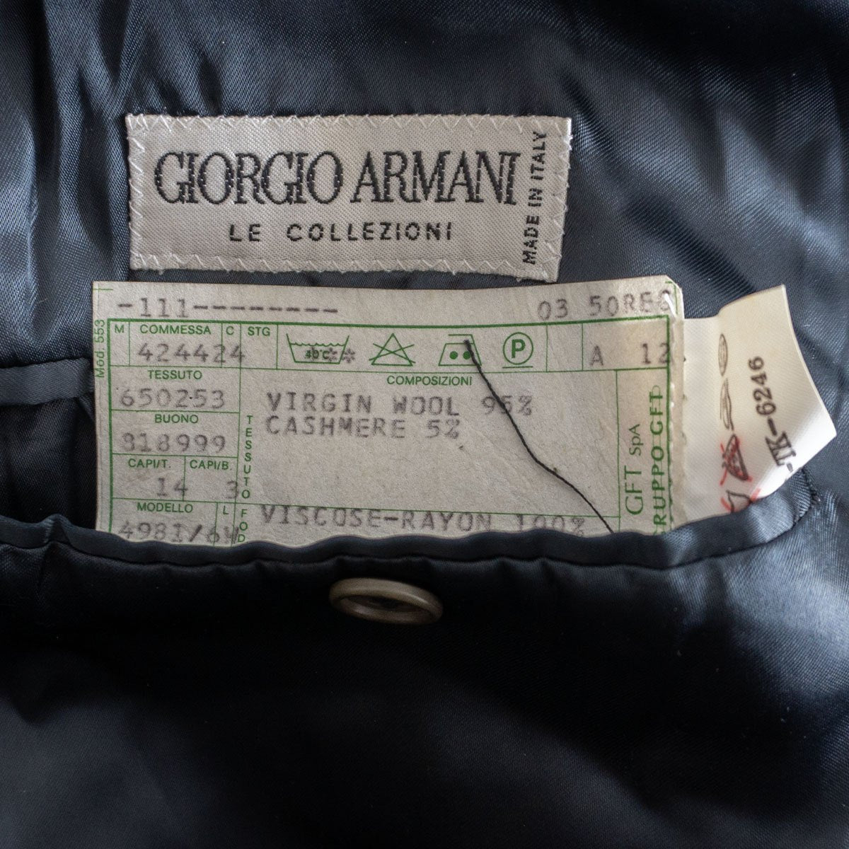 Giorgio Armani 90S Double-breasted Wool Cashmere Coat Blue Size 50