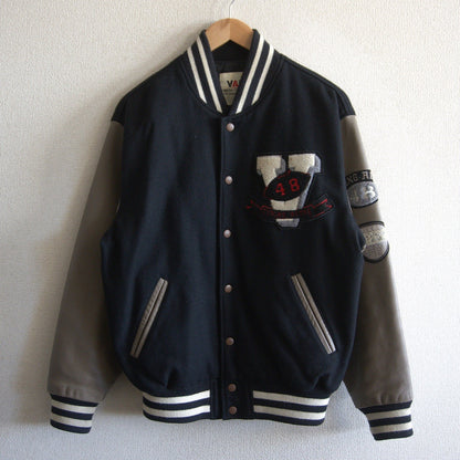 VAN JAC Leather sleeve varsity jacket Size M