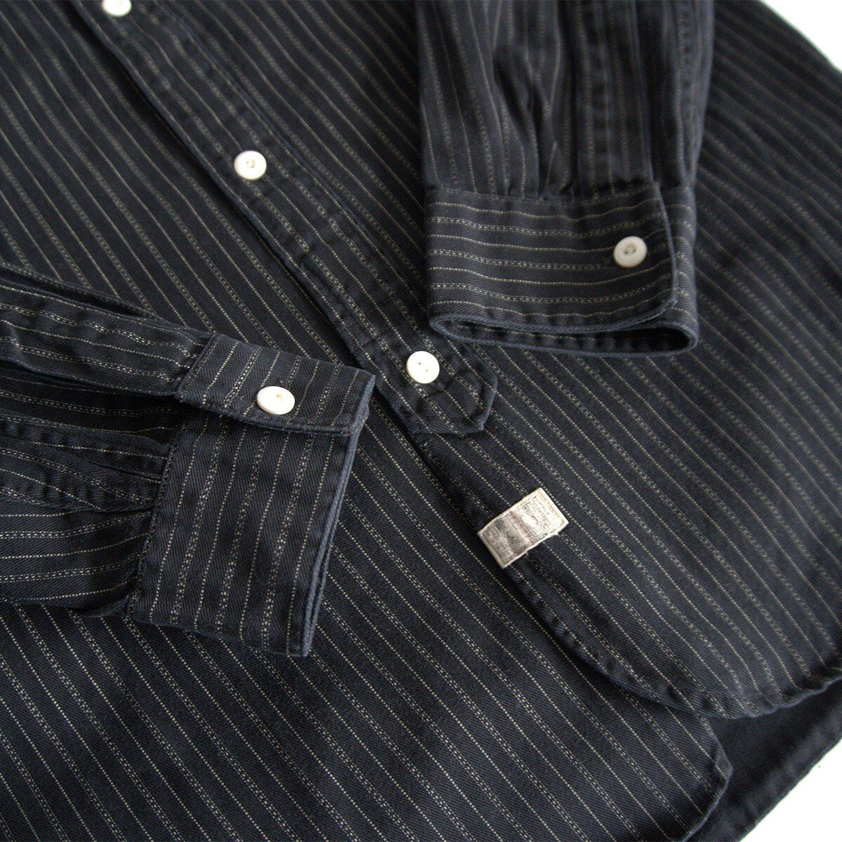 RRL Black Striped Work Shirt Size S