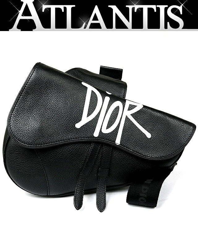 Dior x Stussy Collab Leather Saddle Bag Black Size ONE SIZE