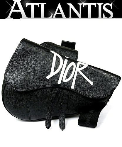 Dior x Stussy Collab Leather Saddle Bag Black Size ONE SIZE