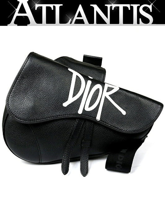 Dior x Stussy Collab Leather Saddle Bag Black Size ONE SIZE