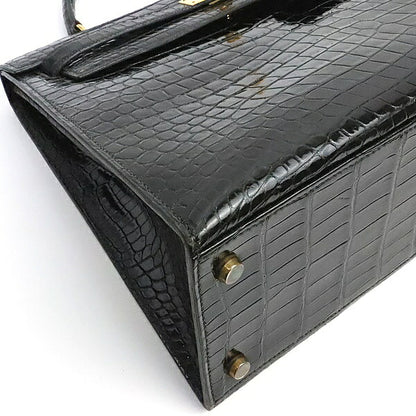 HERMES Kelly 32 Crocodile Porosus Gold H/W Bag Black