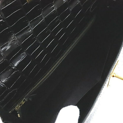 HERMES Kelly 32 Crocodile Porosus Gold H/W Bag Black