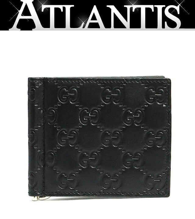 GUCCI Shima Leather Bi-Fold Wallet Black Size ONE SIZE