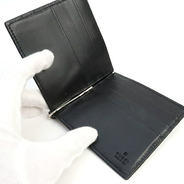 GUCCI Shima Leather Bi-Fold Wallet Black Size ONE SIZE