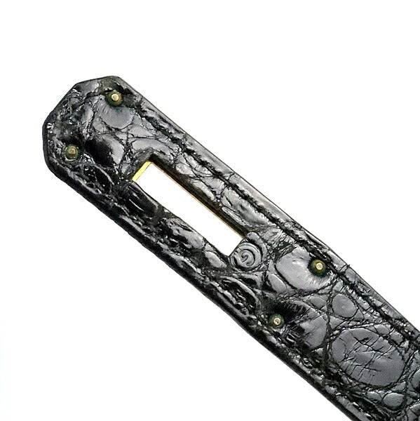 HERMES Kelly 32 Crocodile Porosus Gold H/W Bag Black