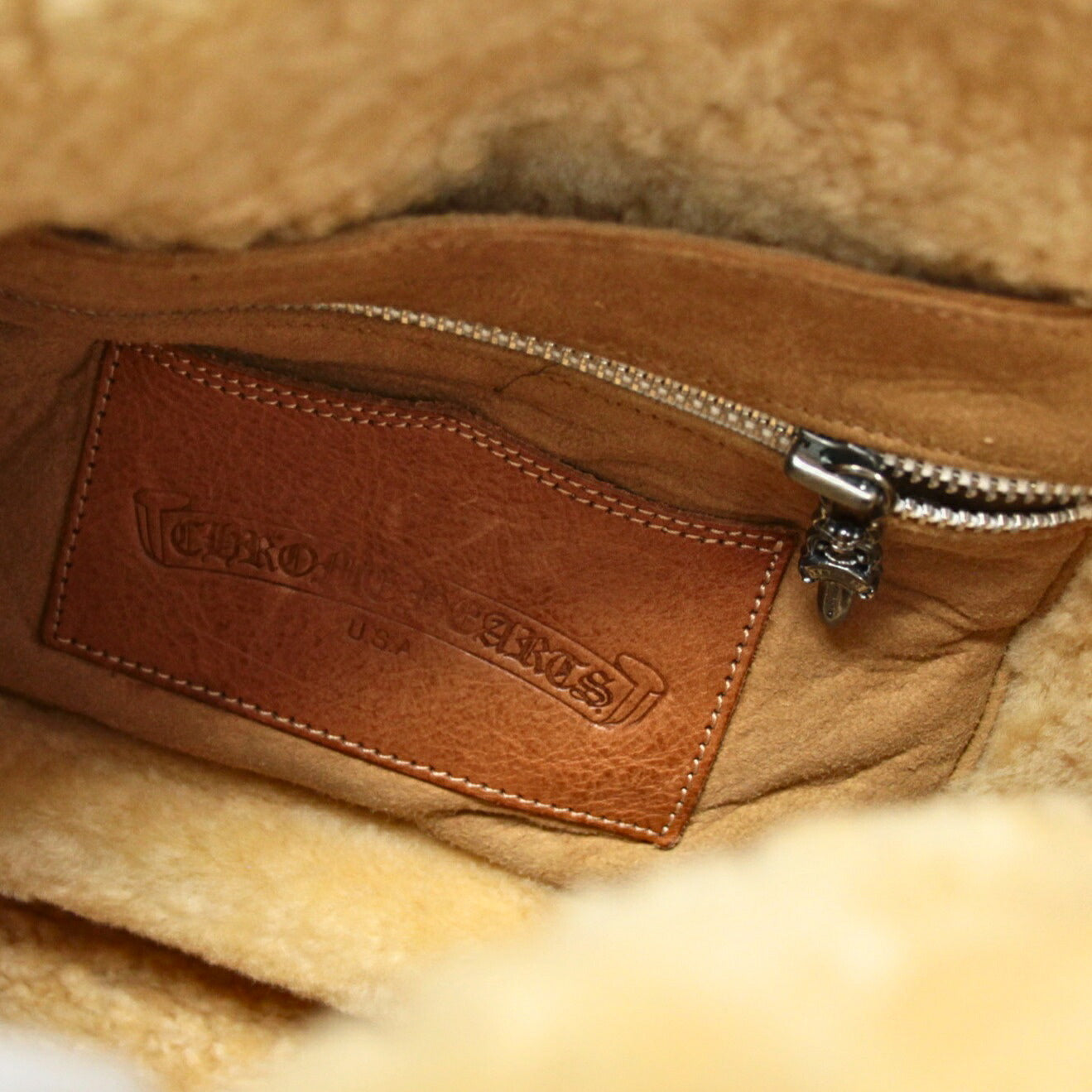 CHROME HEARTS Shearling Mail Bag Brown Size ONE SIZE