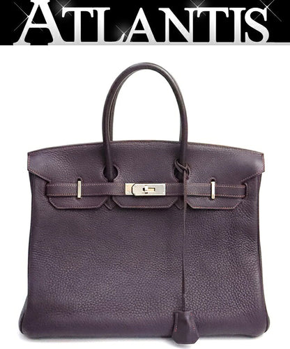 HERMES Birkin 35 Raisin Clemence Handbag Size ONE SIZE