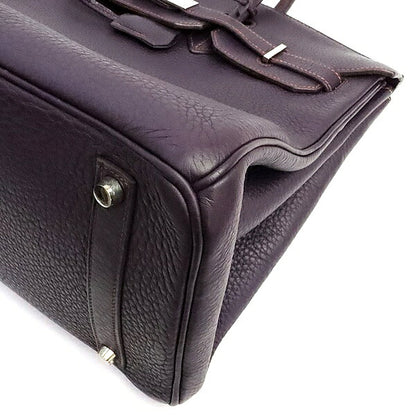 HERMES Birkin 35 Raisin Clemence Handbag Size ONE SIZE