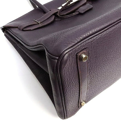 HERMES Birkin 35 Raisin Clemence Handbag Size ONE SIZE