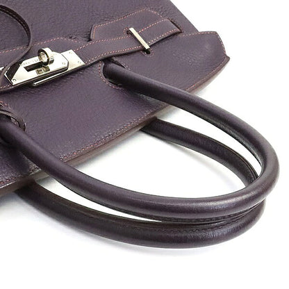 HERMES Birkin 35 Raisin Clemence Handbag Size ONE SIZE