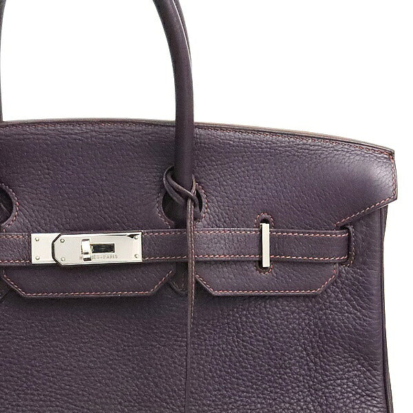 HERMES Birkin 35 Raisin Clemence Handbag Size ONE SIZE