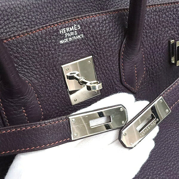HERMES Birkin 35 Raisin Clemence Handbag Size ONE SIZE
