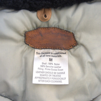 Warehouse Black Leather Down Vest Size M