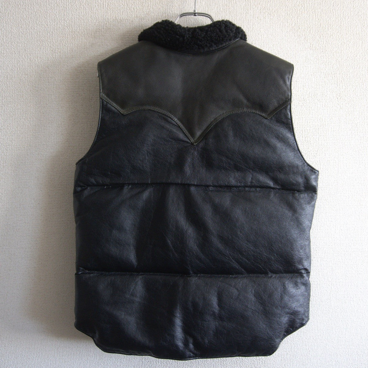 Warehouse Black Leather Down Vest Size M