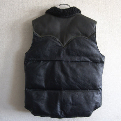 Warehouse Black Leather Down Vest Size M
