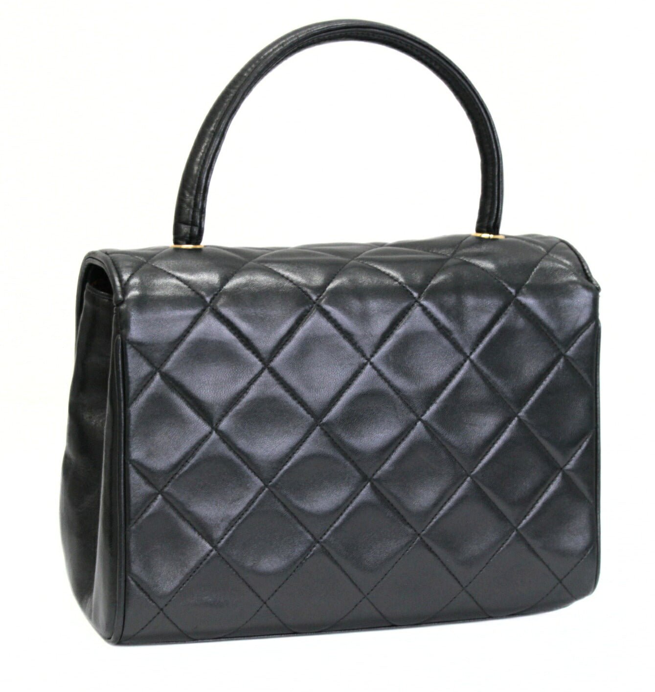 CHANEL Small Matelasse Top Handle Black GHW Handbag Size ONE SIZE