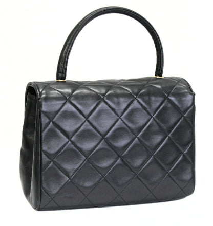 CHANEL Small Matelasse Top Handle Black GHW Handbag Size ONE SIZE