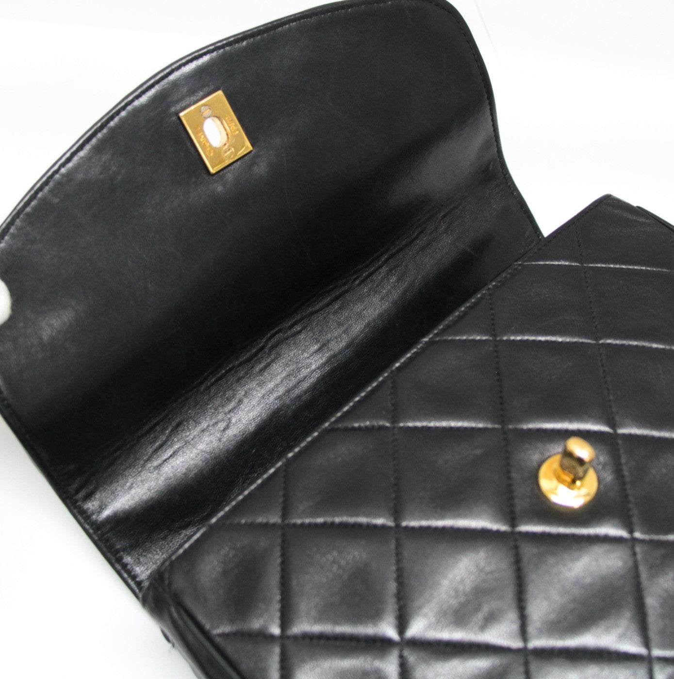 CHANEL Small Matelasse Top Handle Black GHW Handbag Size ONE SIZE