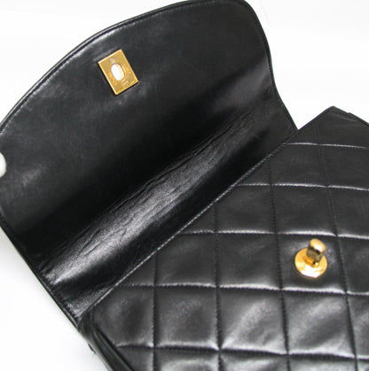 CHANEL Small Matelasse Top Handle Black GHW Handbag Size ONE SIZE