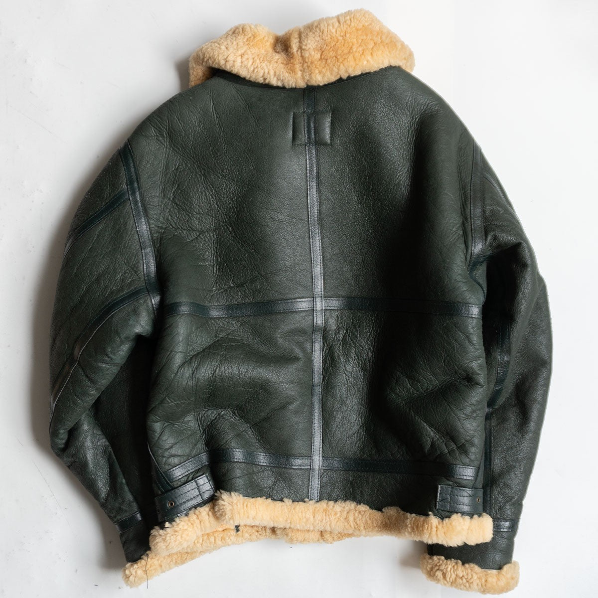 OCTOPUS ARMY B-3 Shearling Bomber Jacket Green Size 40