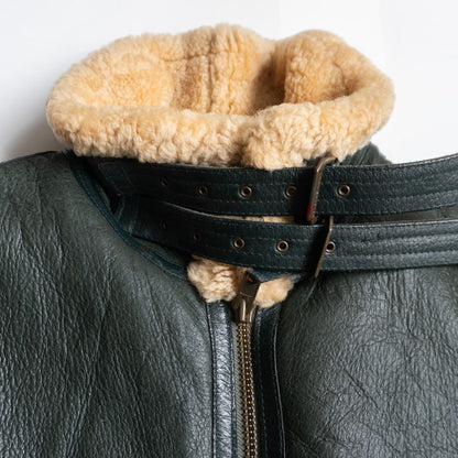 OCTOPUS ARMY B-3 Shearling Bomber Jacket Green Size 40