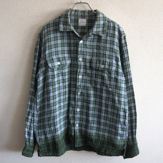 GOOD ENOUGH Open Collar Gradation Check Shirt Size M