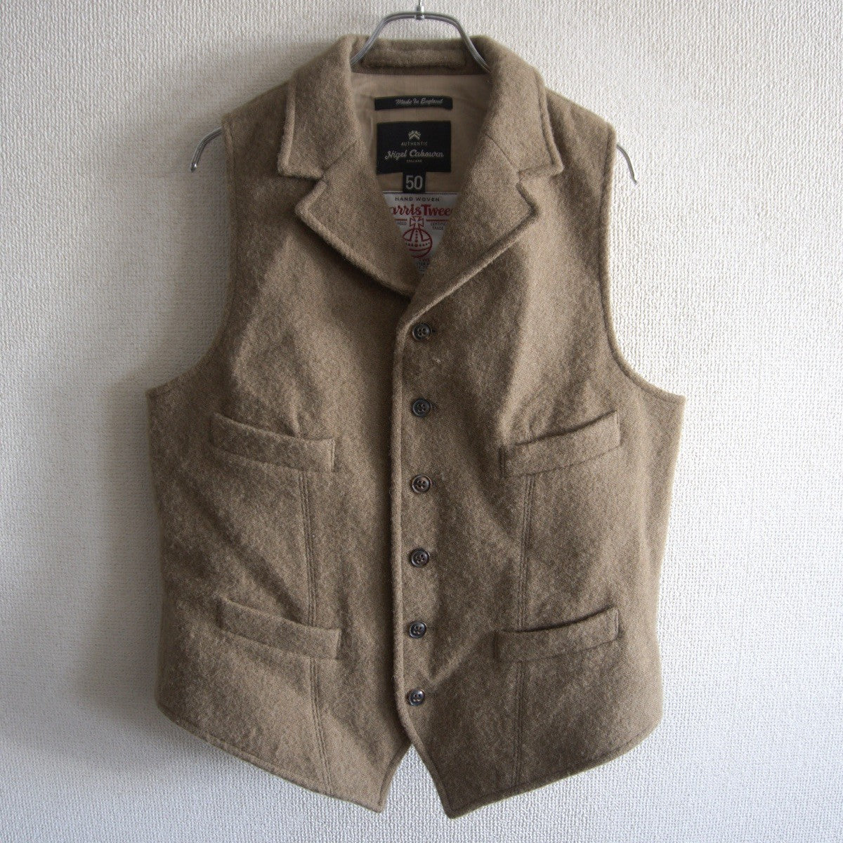 Nigel Cabourn MALLORY VEST Harris Tweed Size 50