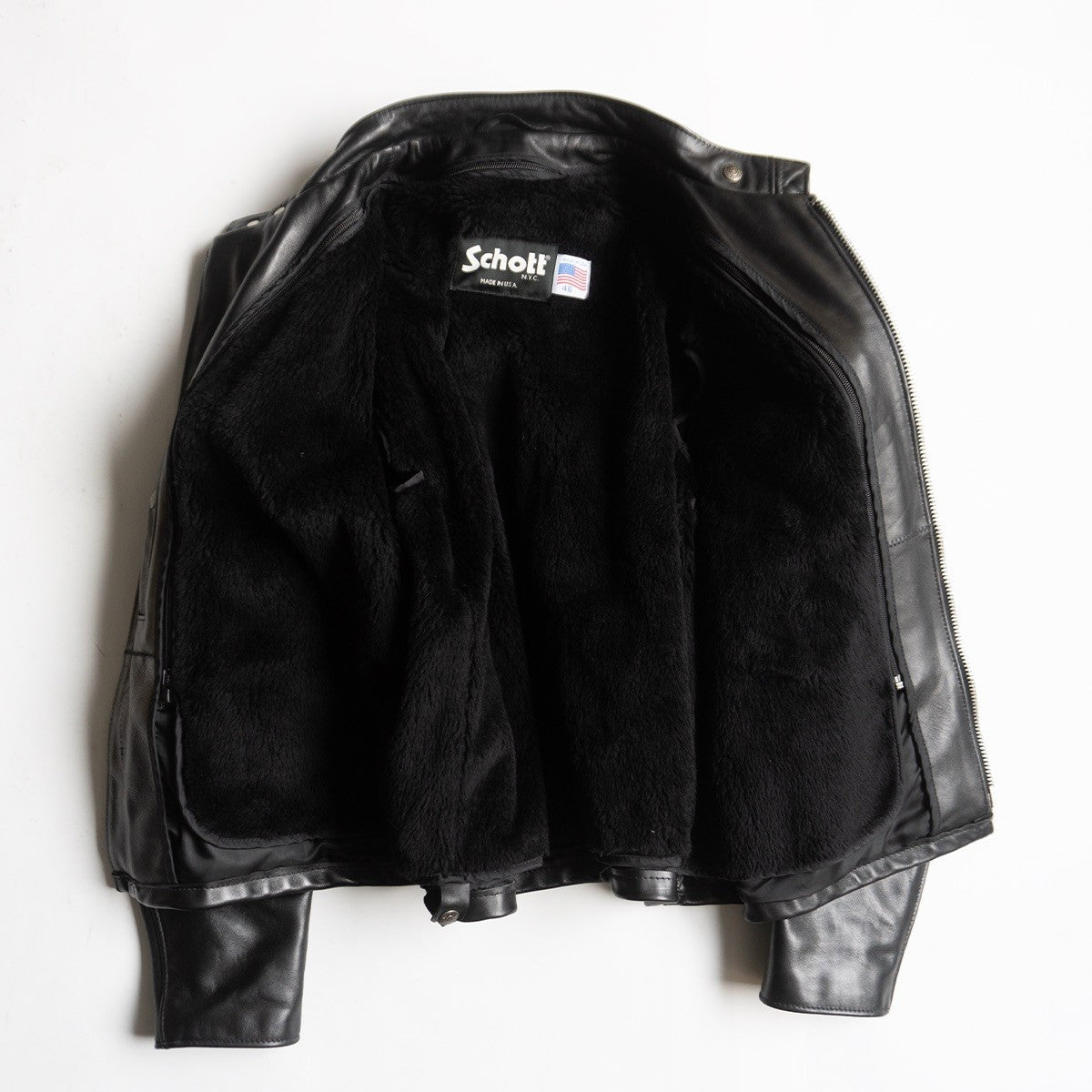 SCHOTT 141 Leather Single Rider Jacket w/ Removable Size S