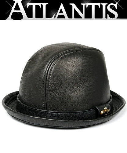 CHROME HEARTS Gunslinger BS Flare Leather Fedora Hat Size M
