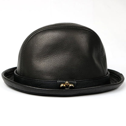 CHROME HEARTS Gunslinger BS Flare Leather Fedora Hat Size M