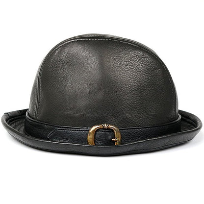 CHROME HEARTS Gunslinger BS Flare Leather Fedora Hat Size M