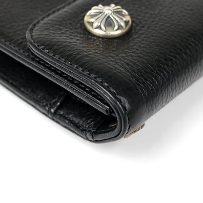 CHROME HEARTS Wave Wallet Cross Button Leather Size Black