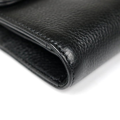 CHROME HEARTS Wave Wallet Cross Button Leather Size Black
