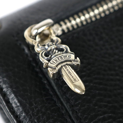 CHROME HEARTS Wave Wallet Cross Button Leather Size Black