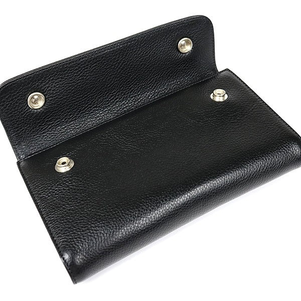 CHROME HEARTS Wave Wallet Cross Button Leather Size Black