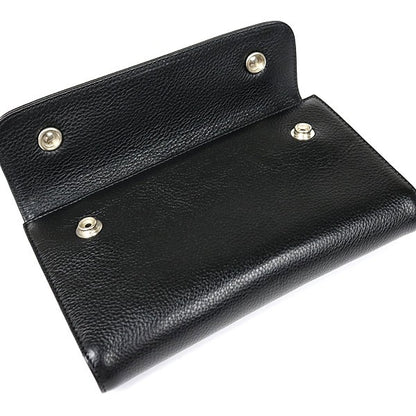 CHROME HEARTS Wave Wallet Cross Button Leather Size Black