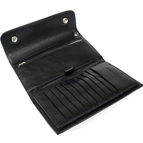 CHROME HEARTS Wave Wallet Cross Button Leather Size Black