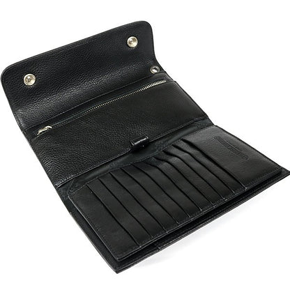 CHROME HEARTS Wave Wallet Cross Button Leather Size Black