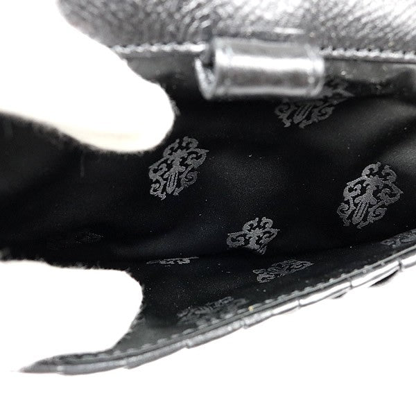 CHROME HEARTS Wave Wallet Cross Button Leather Size Black