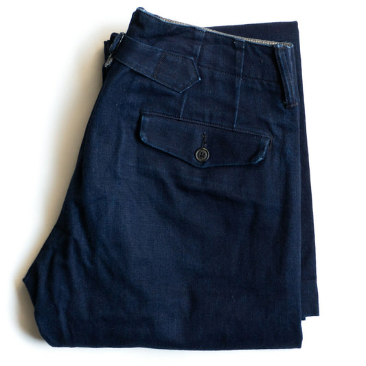 RRL Indigo Cotton Buckle Back Trousers Size 29