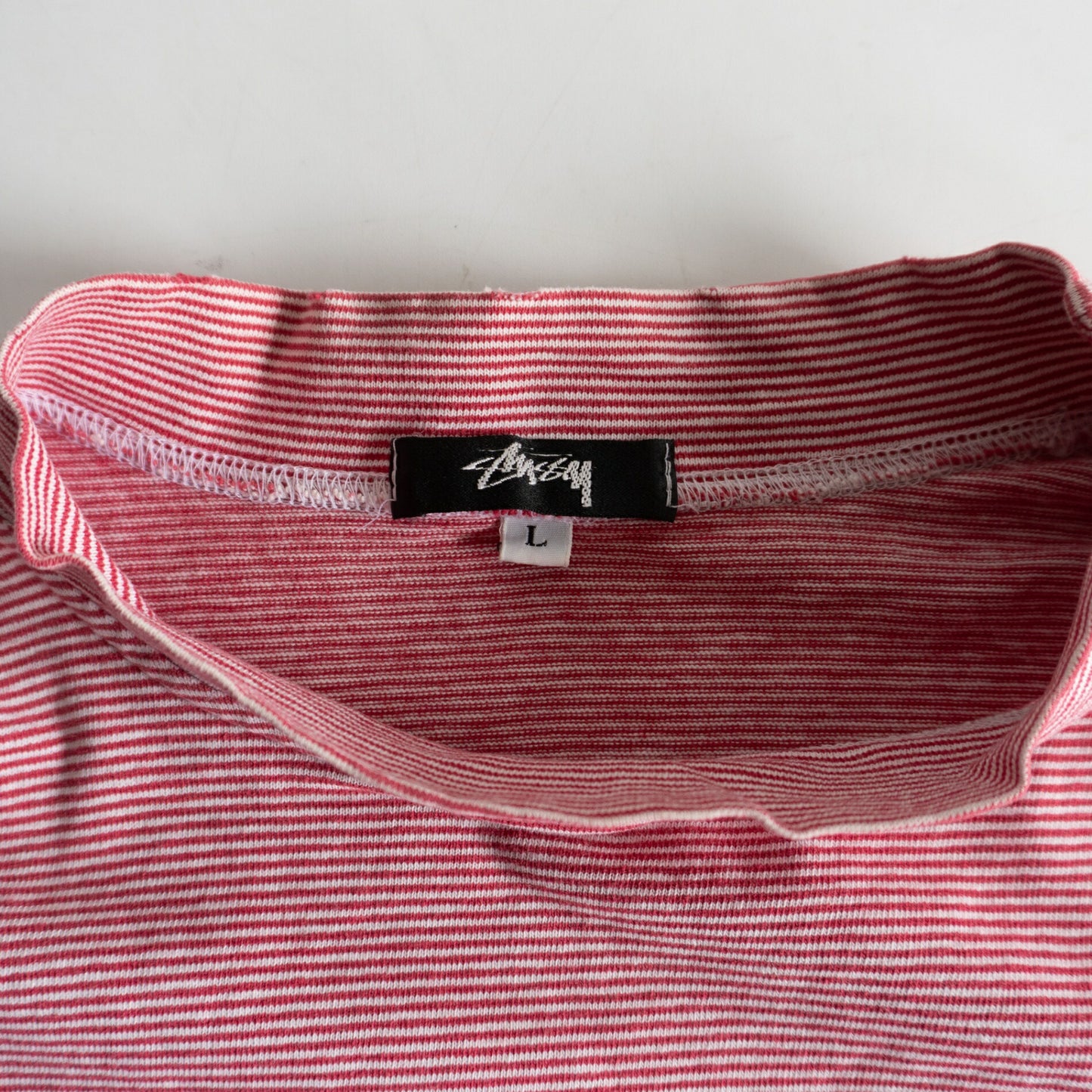 Stussy 80S Mock Neck Striped T-shirt Size L